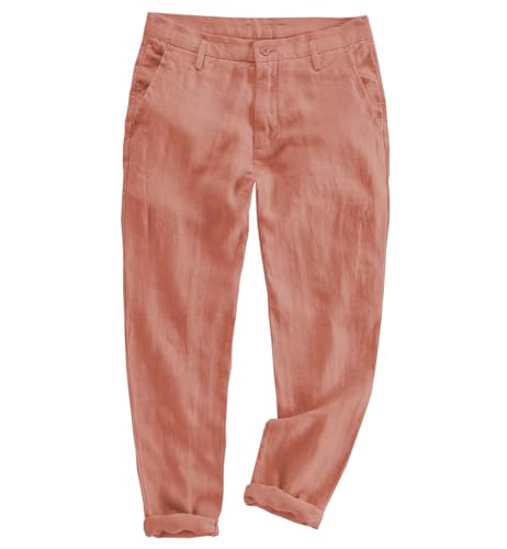 Men's Fit Pants Linen Casual Business Slim Pants Lightweight with Pockets3