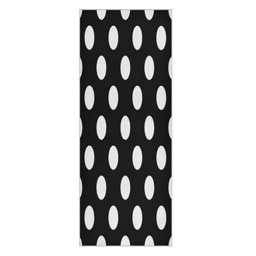 pnyoin Yoga Towel White Polka Dot Texture Hot Yoga Mat Towel with Grip Dots Sweat Absorbent Non-Slip for Hot Yoga, 24