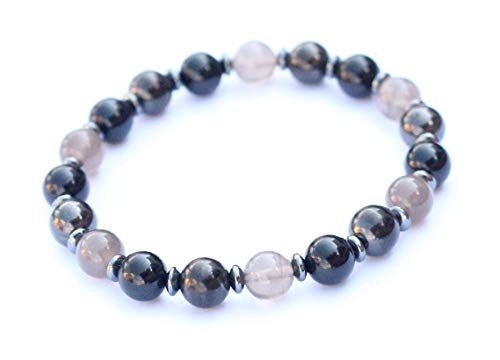 Solar Storm Empath Protection Bracelet, Solar Flare Support, Black Tourmaline, Hematite, & Smoky Quartz