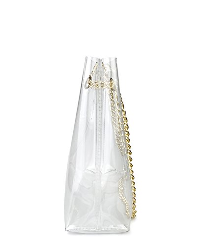 Image of Multifunction Clear Chain Tote with Turn Lock Womens Shoulder Handbag