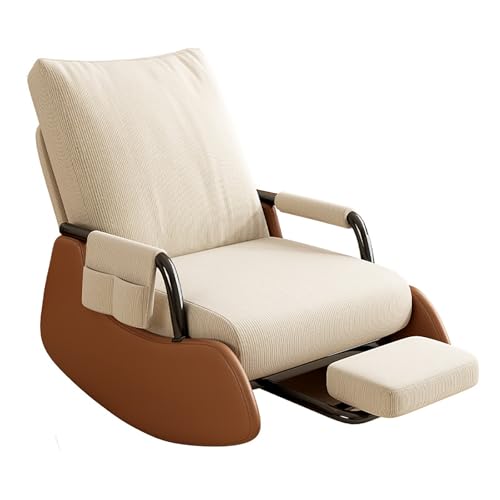 Mecedora con respaldo ajustable, sillón deslizante con reposapiés, marco de metal, diseño plegable para sala de estar, dormitorio, oficina
