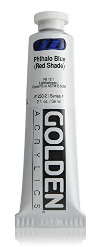 Tube Golden Heavy Body Phthalo Blue Green 2oz pour peindre vos paysages marins en atelier