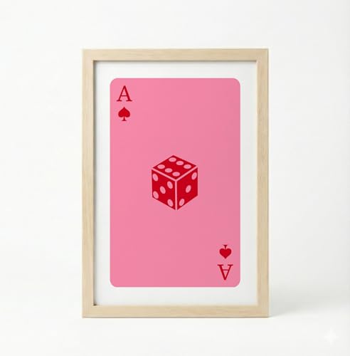 Image of BLINKART Playing Card Aesthetic Modern Art Walls With Frame | Natural Wood Texture | Living Room Bedroom Office Wall Decoration | Poster Home Decor Frames Wall Bedroom | 12x8 Inches (D231)