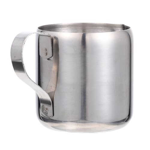 Beavorty Jarra de Leche para Espumar Diseño Recto en Acero Inoxidable 304, Mango Ergonómico, Uso en Cafetería, Hogar y Cocina, Capacidad 60 Ml