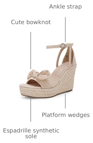 Image of Rilista Womens Wedge Platform Sandals Cute Bowknot Open Toe Espadrille High Heels Buckle Ankle Strap Summer Shoes