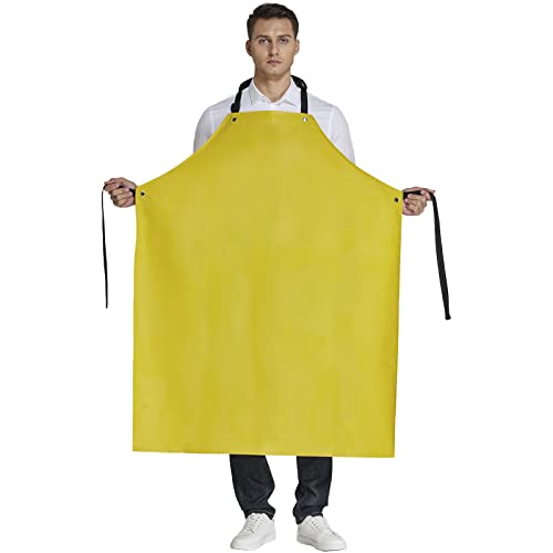 Rececasa JWQM0001YL1L Rubber Waterproof Apron Butcher Heavy Duty -Oil Chemical Resistant Thick Work Safety Gardening Aprons thumb #1