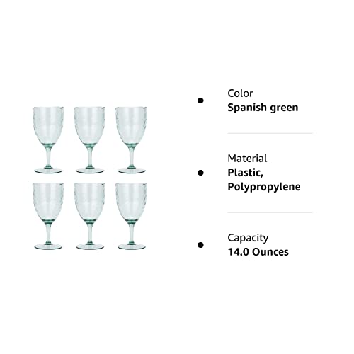 Unkno 14 Ounce Acrylic Stem Wine Glasses, All-Purpose Wine Glasses, Set Of 6 - Spanish Green,Dishwasher Safe, Bpa Free (Spanish Green, 6) #TOP5