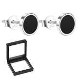 2 PCS Mens Earrings Studs, Classic Round Black Earrings for Men Boys Jewellery Gifts with Packing Box Jewellery Gifts Versatile and Suitable for All Ages