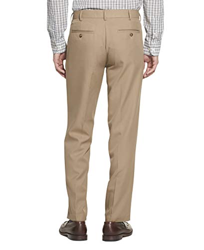 Izod Men's Flat Front Straight Fit Solid Dress Pant, Khaki, 38W X 32L #TOP2