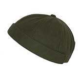 Vente bonnet docker vert en velours de coton tradition pour un look classe référence Green Kerouak de marque Nyls Création, bonnet marin homme et femme pas cher look épuré et sympa. La taille de ce joli bonnet miki vert kaki se règle par une ceinture scratch discrète.