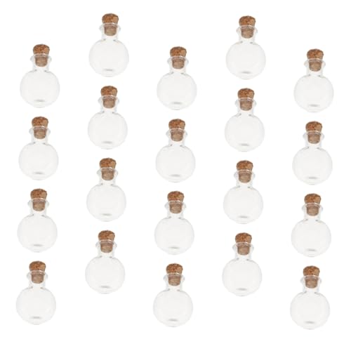ZUNOXAZ 20 piezas Mini Botellas Tapón de Corcho Transparente para Deseos y Colección Frascos Resistentes y Portátiles para Manualidades y Decoración