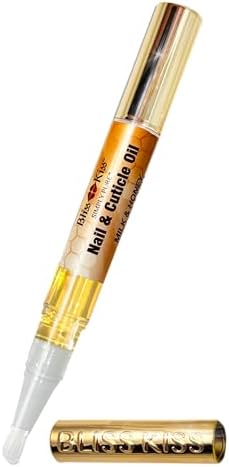 Bliss Kiss | 1 Milk & Honey | Nail Oil Cuticle Pen w/Vitamin E & Jojoba⏤Nail Strengthener Nail Growth Serum for Brittle Peeling Breaking Thin Nails