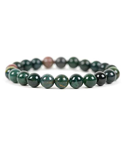 Image of Pachamama Essentials Natural Gemstone Bracelet 7-7.5 In Stretch Gems Stones 8mm Round - Beads Healing Crystals Quartz - Chakra Bracelet (Bloodstone)