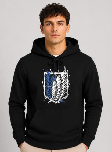 Image of ADRO Mens Abstract Graphic Hoodie | 320 GSM Cotton Poly Fleece | Regular Fit Contemporary Artistic Sweatshirt for Winter & Streetwear