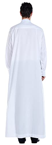New Solid Color Robe Kaftan for Men, Thobe Long Gown Saudi Arabia Dubai Muslim Clothes Stand Collar Shirt3