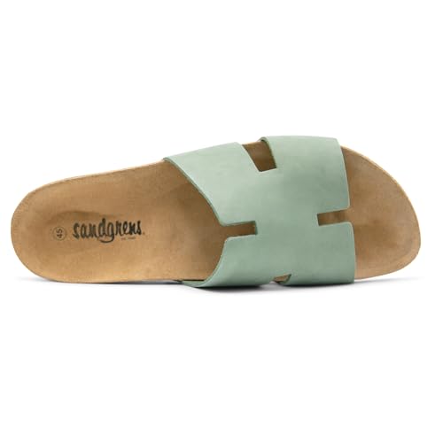 Image of Sandgrens Handmade Unisex Cork Slides | European Top Grain Leather Sandals with Soft Suede Footbed and EVA Rubber Sole | Avila