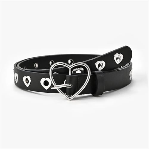 Unisex Black PU Leather Belt With Pin Buckle & Eyelets - Punk Style, For Jeans & Casual Wear4