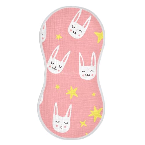 4 Pack Baby Burp Cloths, Soft Absorbent Burping Cloths for Babies, Cotton Milk Spit Up Rags, Large Size for Newborns, Baby Boys and Girls (Pink Bunny Print)