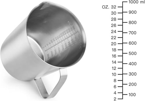 Vaso medidor de acero inoxidable 18/8 CURTA 32 OZ con asa y pico miniatura 4