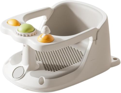 Vinebeautifulベビーバスチェア 新生児〜18ヶ月対応 吸盤式 滑り止め おもちゃ付き 安全性 抗菌素材 洗濯可能 人体工学設計 速乾排水機能 バスチェア 赤ちゃん お風呂補助 怪我防止 出産祝い (通常)