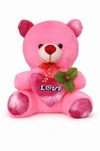 Image of Pink Teddy Bear with Heart - 20 cm Soft Plush Stuffed Toy for Kids, Girls & Babies | Cute Love Teddy Gift for Birthday, Valentine, Anniversary & Special Occasions