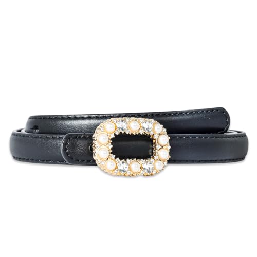 Image of Women's Fashion Classic Metal Buckle Leather Belt with Jeans Dress