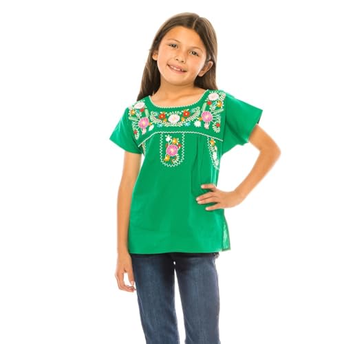 Image of unik Girls Cotton Embroidered Floral Blouse for Birthdays, Cultural Events, Cinco De Mayo