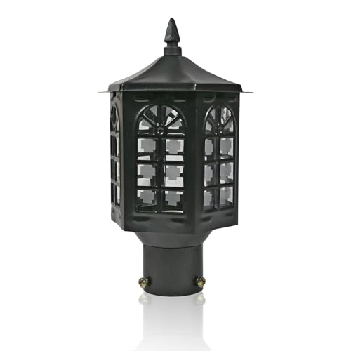 Image of SINOMAN Outdoor Post Lantern Gate Light Black Pillar Lamp Garden Light with Clear Glass Weatherproof Fixture for Pathway Front Entrance Patio or Walkway (Without Bulb) (Pack of 1)