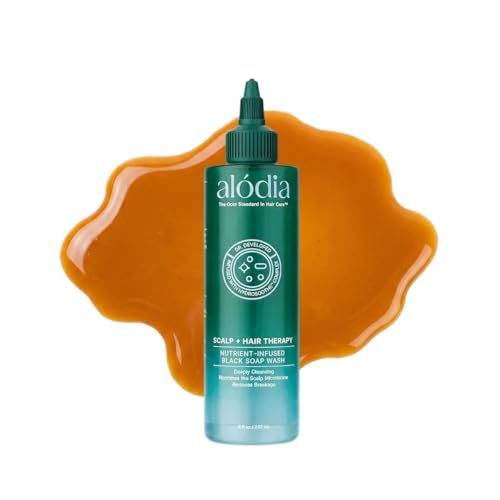 ALODIA Nutrient-Infused Organic Black Soap Wash | Gentle Organic Shampoo with African Black Soap to Clarify & Detox the Scalp, Remove Build-Up, and Boost Shine