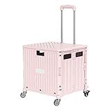 Faltbarer Rollkistenwagen – Mehrzweckwagen mit Rädern, tragbarer Bollerwagen für Einkäufe, Lebensmittelaufbewahrung, robuste Radbox mit Deckel, leicht zu transportieren