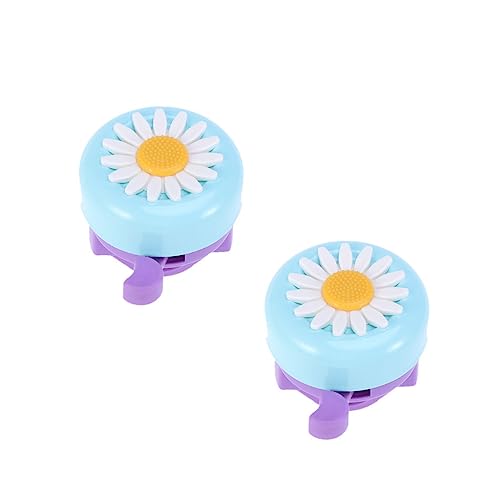 VINTORKY 2Pcs Flower Bike Bell Chrysanthemum Design Easy to Install Loud Sound Durable Material for Boys and Bicycles Blue Purple