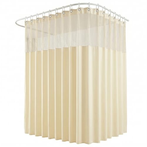 Image of Dr.Bohrras Polyester Hospital Partition Curtains 7 feet Height Waterproof with Eyelets and C Hooks for Clinics, ICU, Wards, Hospital (Magic White, Waves, 4 ft (W) x 7 Ft (H))