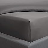 Sábana bajera ajustable de 40 cm de profundidad, 100 % algodón, color carbón, 300 hilos, tamaño king