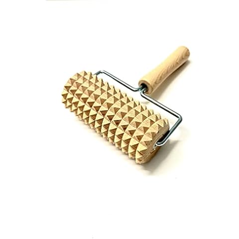 Massagegerät Massageroller Roller mit Griff Dermaroller Gesichtsmassager Körper Massage aus Holz Cover