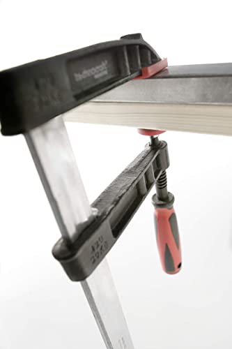 kwb Profi Schraub-Zwinge mit 2-Komponentengriff 80x200, Spann-Weite 200 mm, Spanntiefe 80 mm, Spannbacken aus Temperguss-Stahl, Schraubzwenge mit Hohlprofilschiene