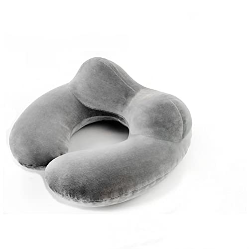 Oreiller de voyage gonflable pour siège de voiture, oreiller de voyage pour avion - 4 couleurs - Confortable - Textile pour dormir - Couleur : gris Cover