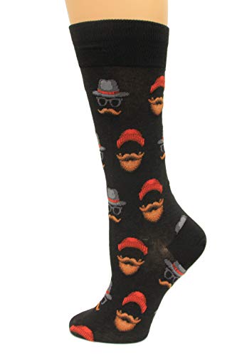 Hot Sox Mens Hipster Guy Socks, Black, 1 Pair, Mens Shoe 6-12.5