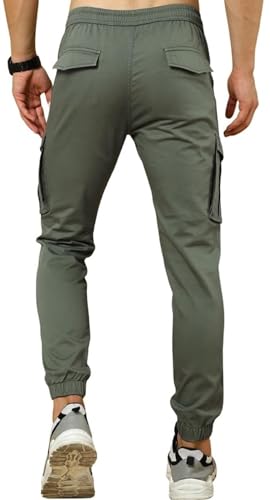 Image of ADBUCKS Men's Regular Fit low Rise Soild Cargos Style Joggers Casual Trousers