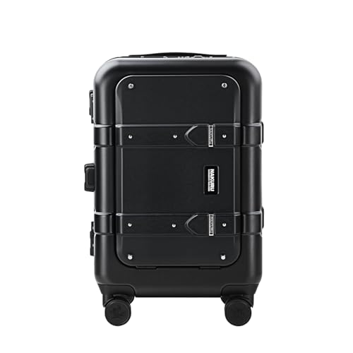 20 Inch Carry On Luggage, HARD CASE with REINFORCED ALUMINUM FRAME & ANTI-BURST 2-Layer Zippers, TSA Lock, USB Charging Port, 360° Silent Wheels (Black)