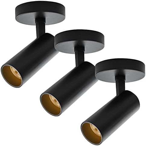 JARLSTAR LED Ceiling Spotlight 5 CCT Selectable Spot Light Adjustable Flush Mount Light Fixture 12W CRI 90+ for Living Room Bedroom, Black, 3 Packs