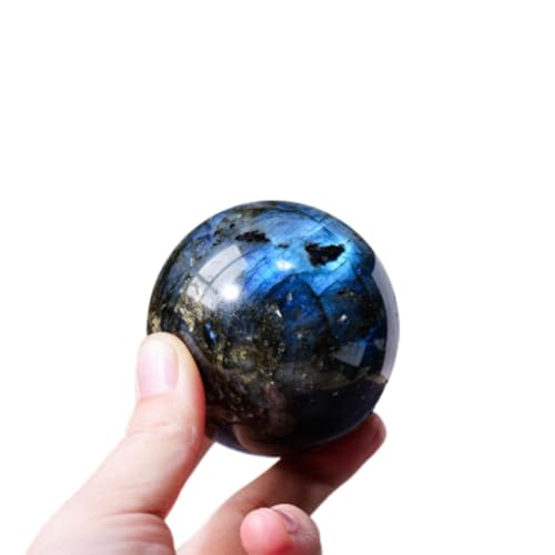Crystal Ball, Labradorite Ball Ornaments, Gray Moonstone Rough Stone Polished Seven-Star Array feng Shui Ball Home Ornaments,45m