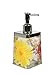Vetrineinrete® Dispenser Sapone Liquido Bicchiere Porta spazzolino e portasapone in ABS Decorazione a Fiori Giallo e Conchiglie Accessori arredo Bagno (Dispenser Sapone) M13