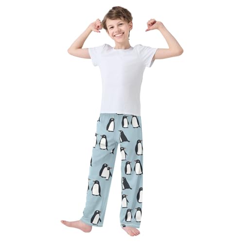 Boys' Pants Black Cartoon Penguin Blue Long Bottoms Jogger Pants Elastic Waist Trousers with Pockets S-XL2