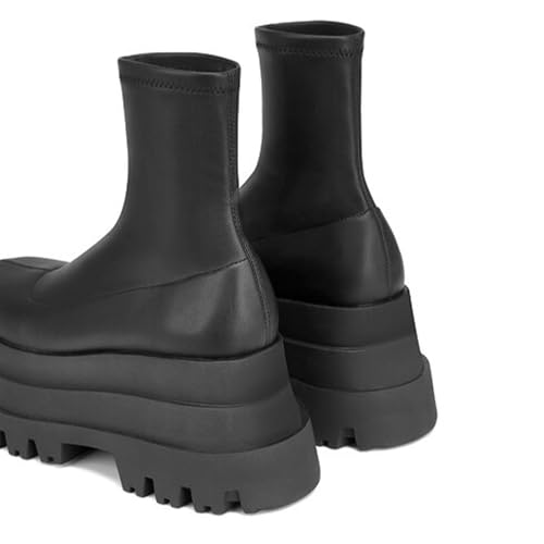 Women's Fashion Thick Sole Ankle Boots, Slip on Sexy Short Boots for Party, Banquet and Catwalk,7.5,Black3