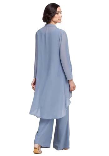 Chiffon Mother of The Bride Pant Suits Plus Size Women Dressy Wedding Formal Outfit Set JH0052