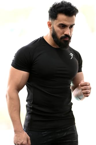 Image of Round Neck Half Sleeves Gym Workout Solid Sports and Gym T-Shirt for Men