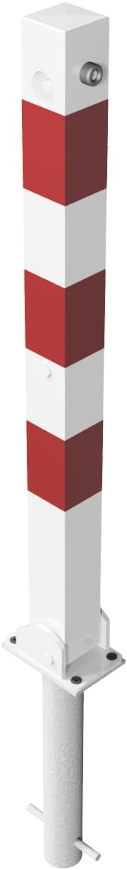 Postes de barrera 70 x 70 mm plegables para hormigón con cierre triangular según DIN 3223, incluye casquillo de suelo