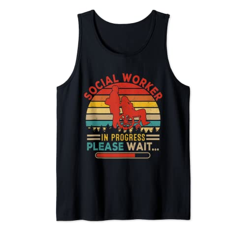 Vintage Retro Social Worker In Progress Please Wait Graduate Tank Top