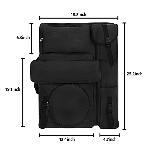 Image of Art Portfolio Carry Bag 4K Canvas Artist Backpack Adjustable Shoulder Bag Tote Artist Portfolios Case Water-Resistant Drawing Board Bag for Art Supplies Storage Transport Traveling, 26 x 19 Inch
