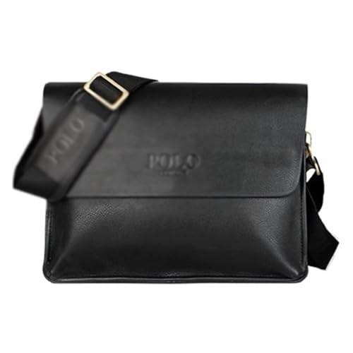 Square Messenger Bag, Leather, Business Crossbody Shoulder Bag with Strap, Travel Work Purse, for Men's Women